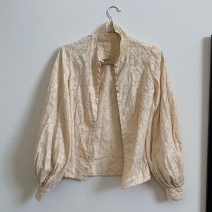 Elegant Vintage Cream Lace floral pattern Women's Jacket